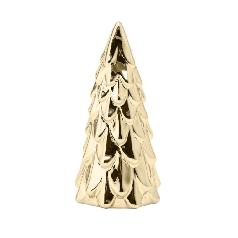 Altom Design, figurka porcelanowa choinka, 6-6-12 cm, złota