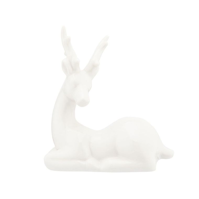 Altom Design, figurka porcelanowy renifer, 11-5-12.5 cm, biały
