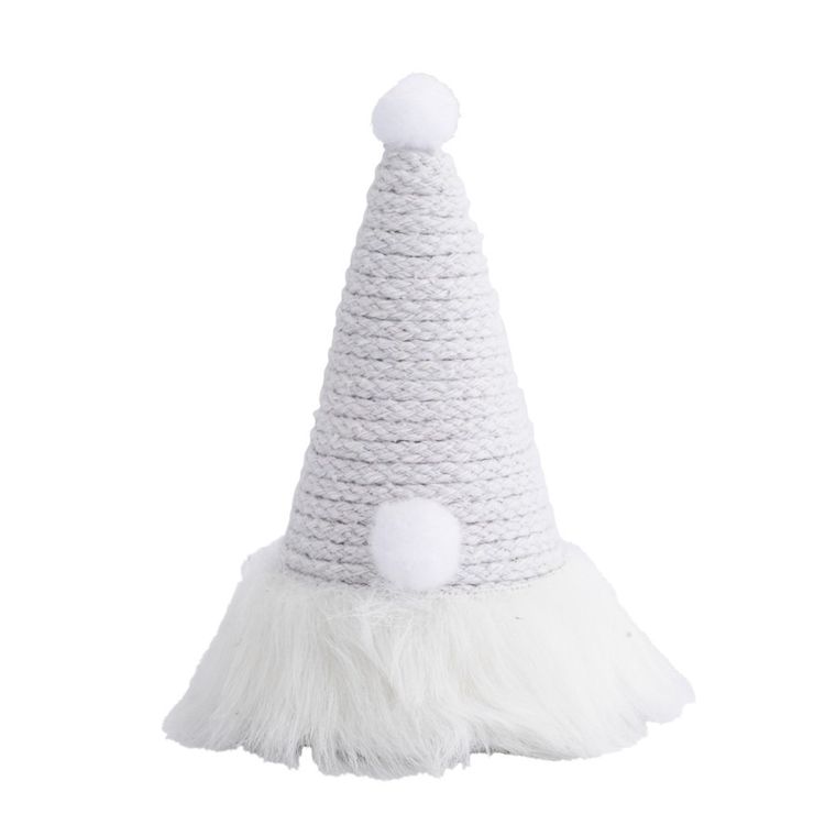 Altom Design, figurka święty mikołaj w jutowej czapce białej, 8,5-8,5-15 cm