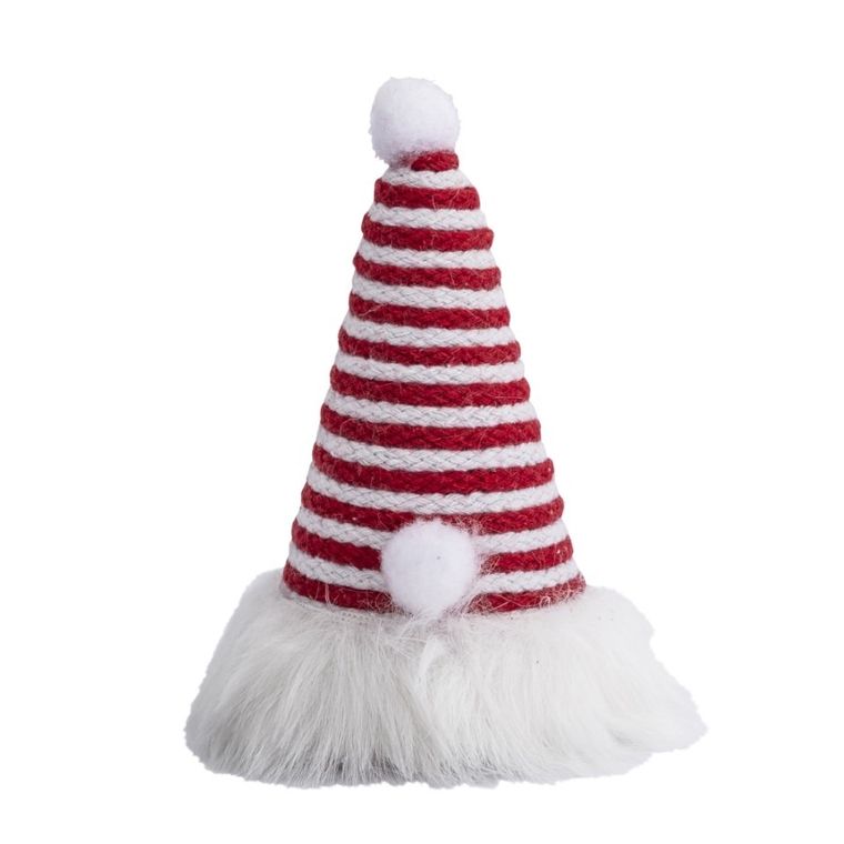 Altom Design, figurka święty mikołaj w jutowej czapce czerwonej, 8,5-8,5-15 cm