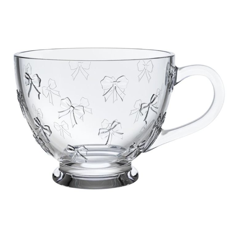 Altom Design, filiżanka szklana na stopce, kokardki, 420 ml