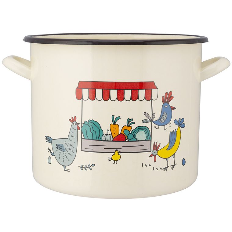 Altom Design, garnek do rosołu z pokrywą, Kurki, 25-21,5 cm, 10l