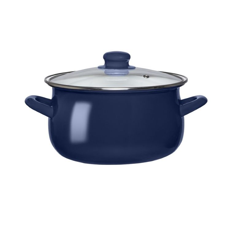Altom Design, garnek emaliowany z pokrywą szklaną, granatowy, 1,86l
