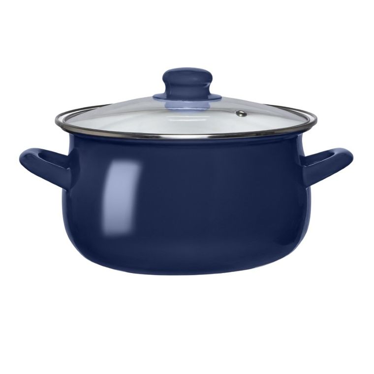 Altom Design, garnek emaliowany z pokrywą szklaną, granatowy, 3,54l