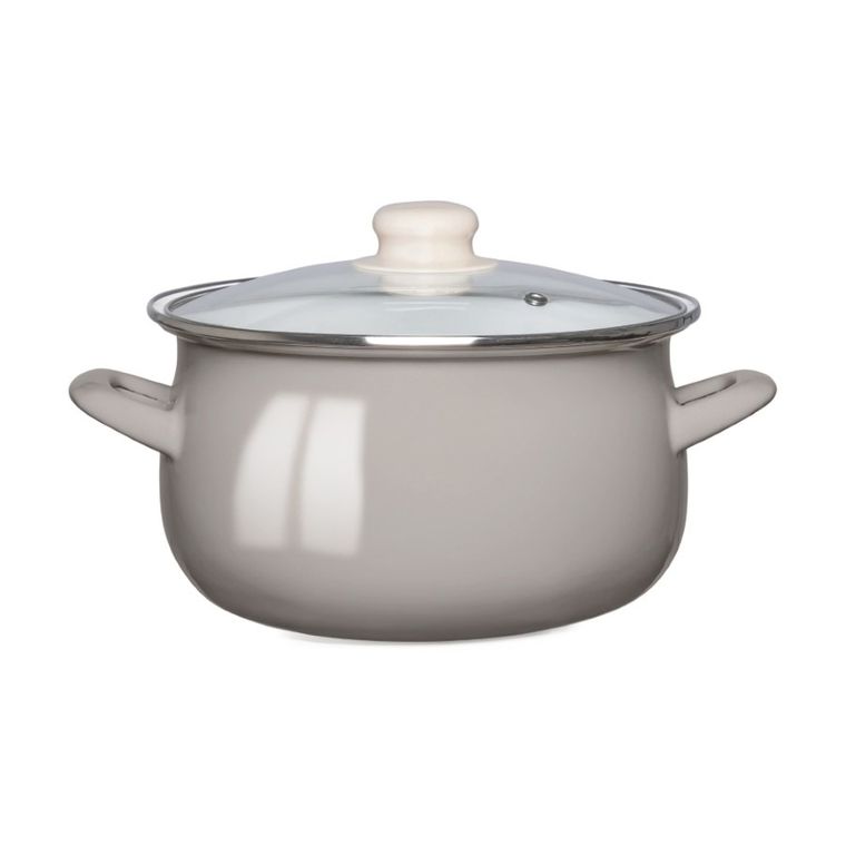 Altom Design, garnek emaliowany z pokrywą szklaną, taupe, 2,71l