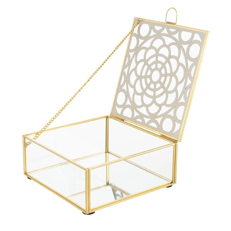 Altom Design, Golden honey, szkatułka szklana, 14-14 cm