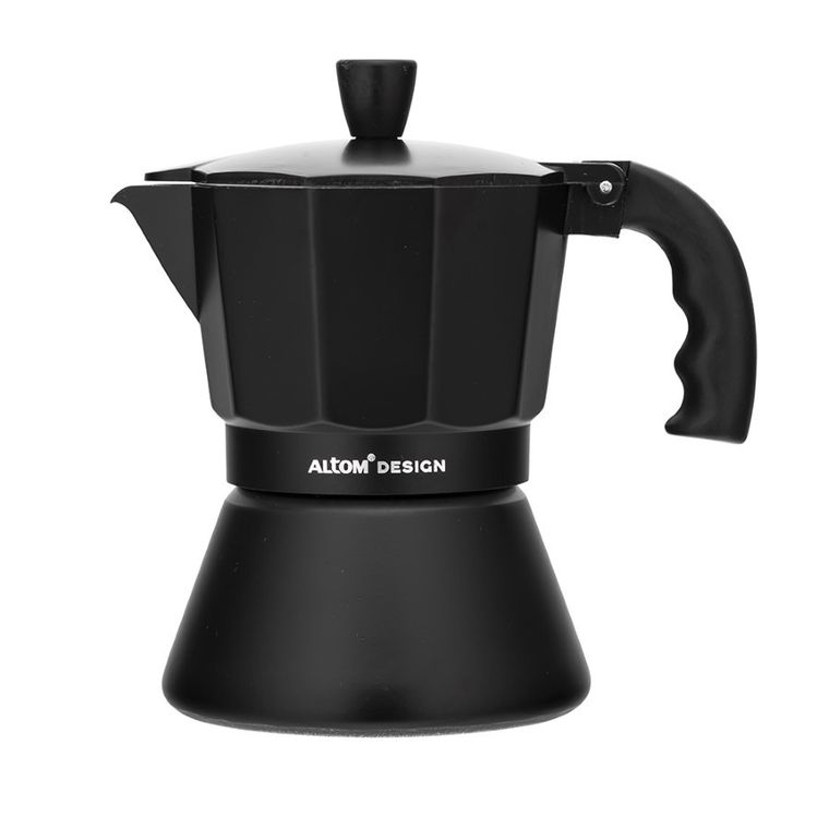 Altom Design, kawiarka aluminiowa, 150 ml na 3 filiżanki, czarna, indukcja