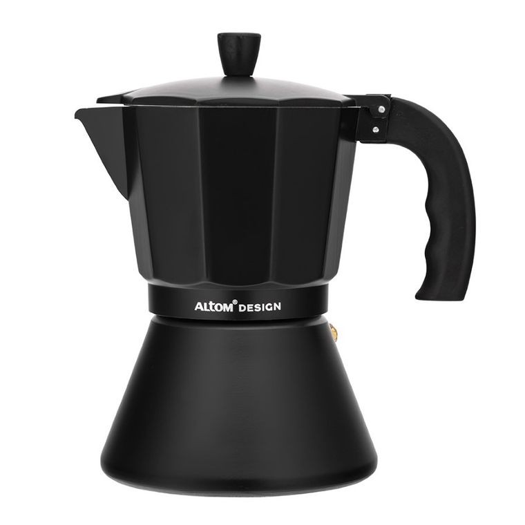 Altom Design, kawiarka aluminiowa, 300 ml na 6 filiżanek, czarna, indukcja