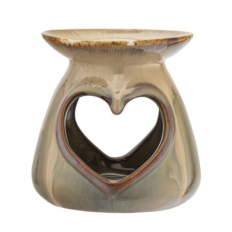 Altom Design, kominek zapachowy porcelanowy z sercem, 10-10-10.5 cm, szary