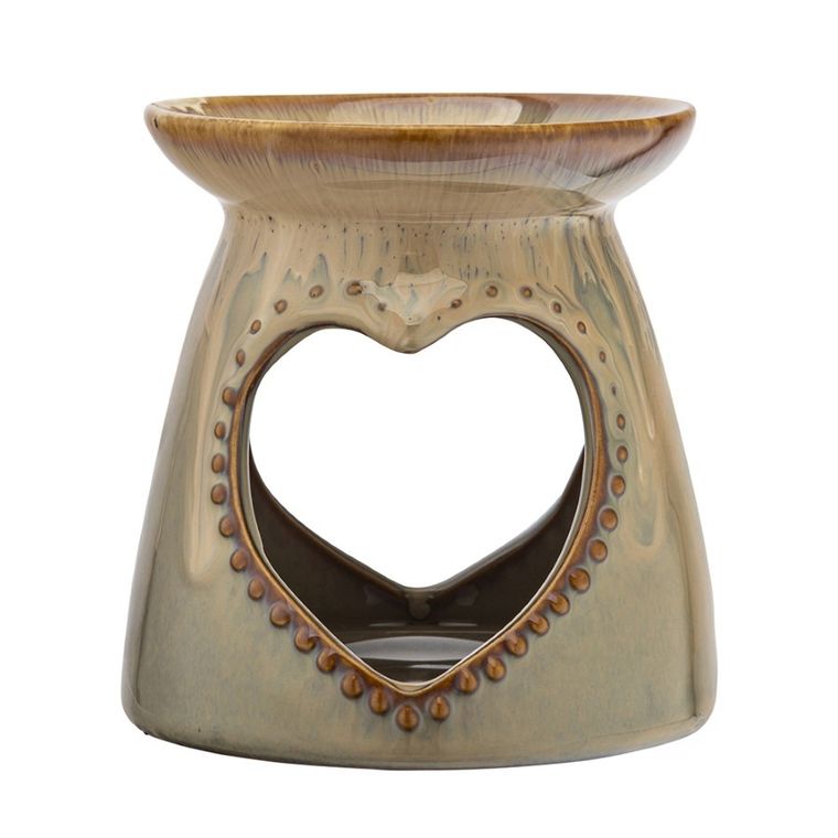 Altom Design, kominek zapachowy porcelanowy z sercem, 9.5-9.5-10.5 cm, szary
