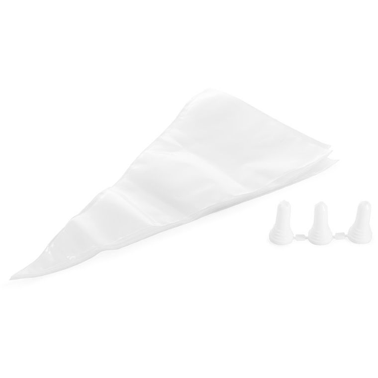 Altom Design, komplet 10 woreczków do zdobienia + 3 końcówki, biały, 16-30 cm