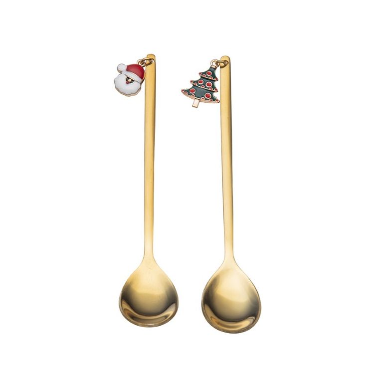 Altom Design, komplet 2 łyżeczek z zawieszką świąteczną, złoty