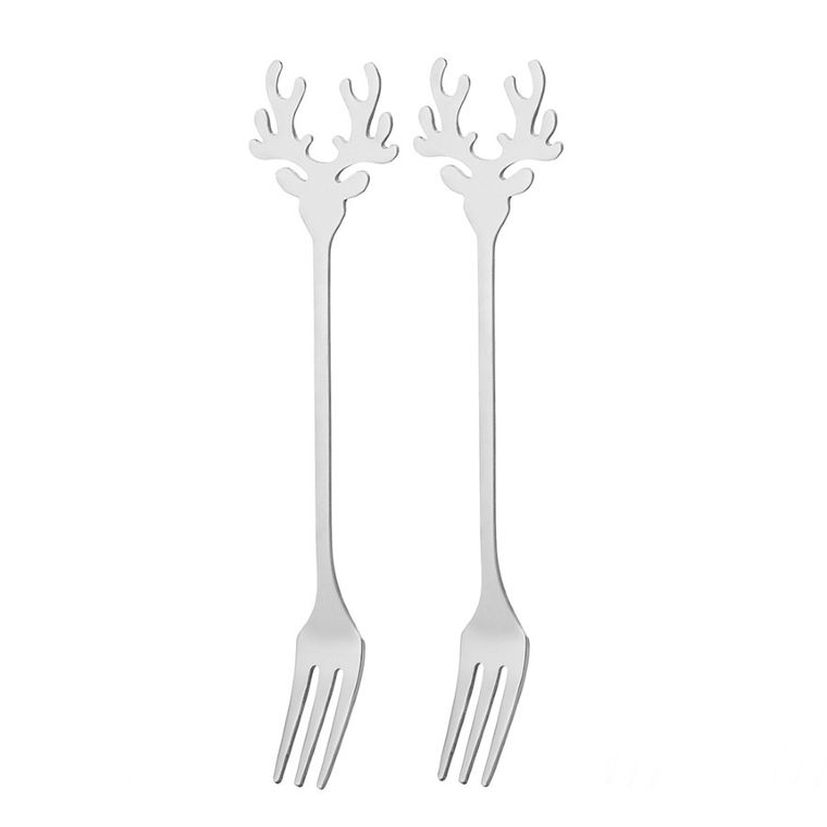 Altom Design, komplet 2 widelczyków z ozdobną końcówką, głowa renifera, srebrny, color box
