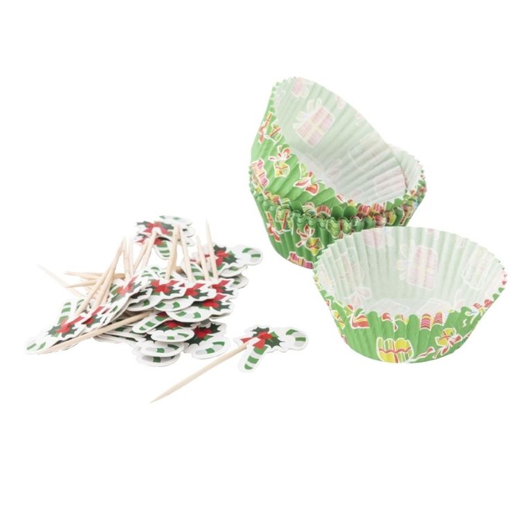 Altom Design, komplet 24 papierowych foremek do babeczek i, 24 ozdobnych wykałaczek