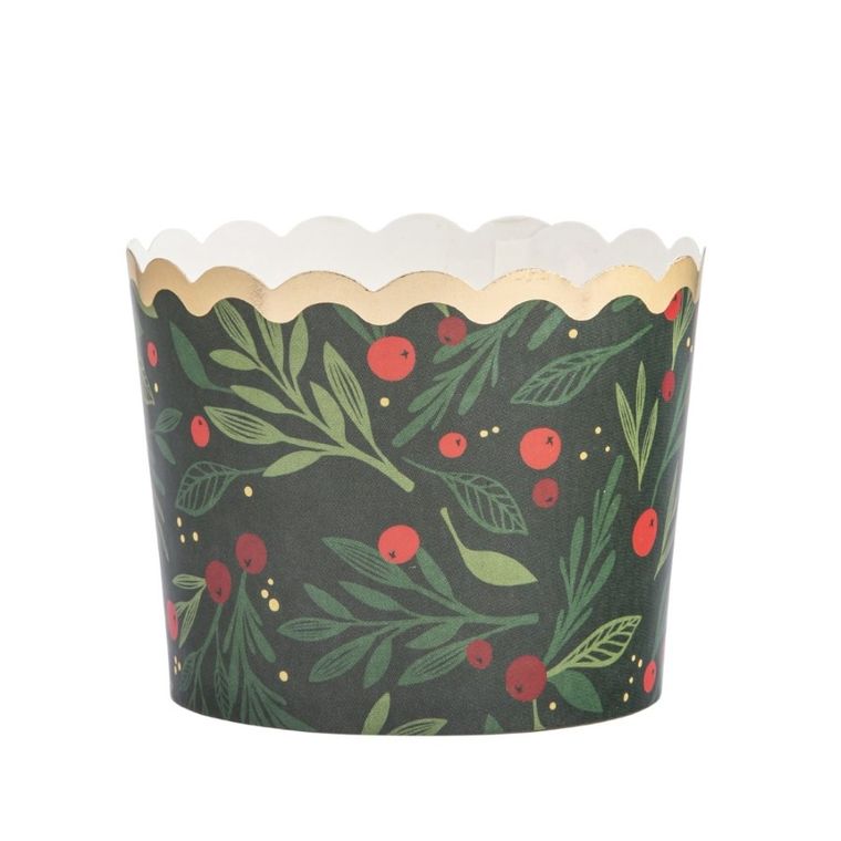 Altom Design, komplet 25 świątecznych papierowych foremek do babeczek, 7-7-5,5 cm, zielone