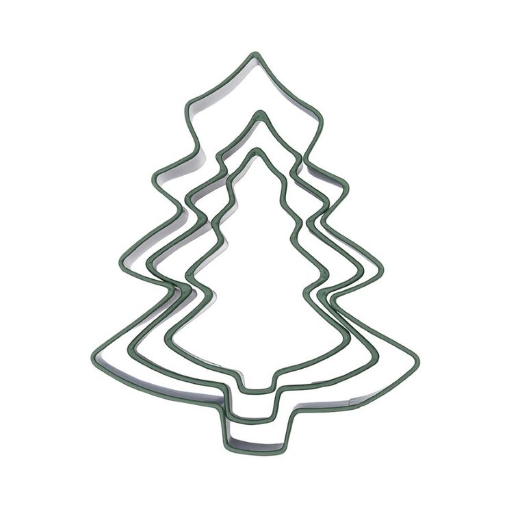 Altom Design, komplet 3 wykrawaczy, choinka, zielony