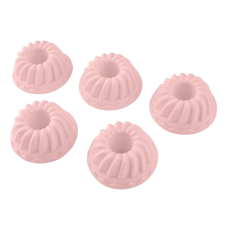 Altom Design, komplet 5 foremek silikonowych w kształcie babki, 7-3.5 cm, różowy