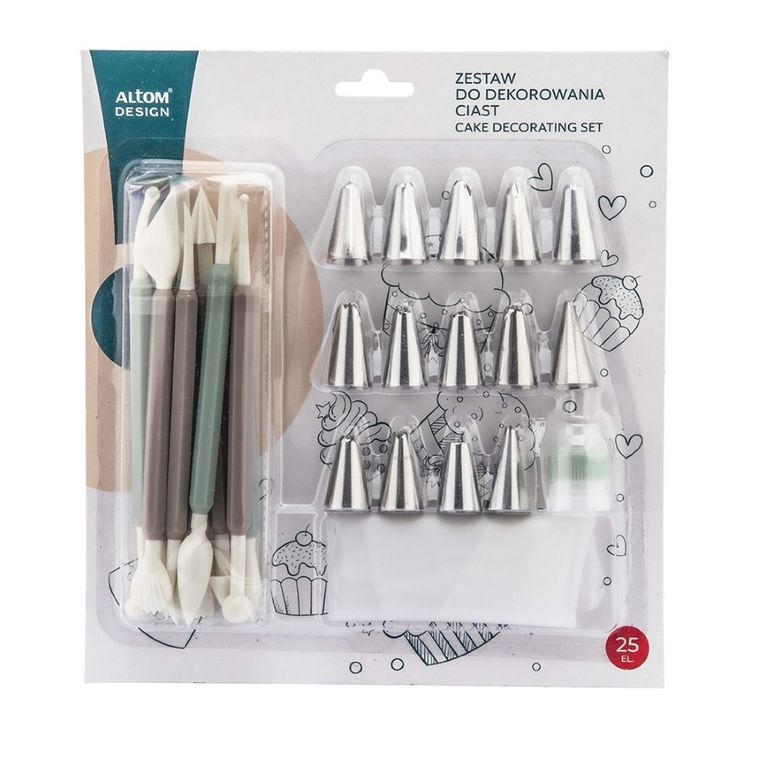Altom Design, komplet do dekoracji ciast, szałwia, 25 elementów