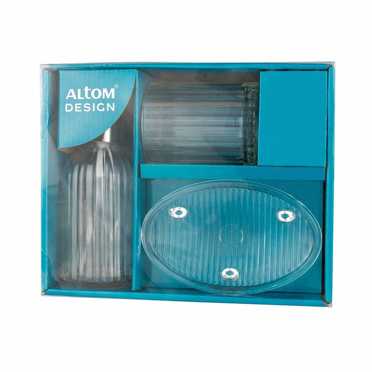 Altom Design, komplet do łazienki, 3 elelementy, przezroczyste szkło