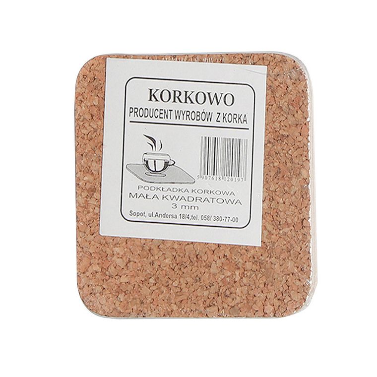 Altom Design, Korkowo, 6 podkładek kwadratowych 10-10 cm, korek naturalny