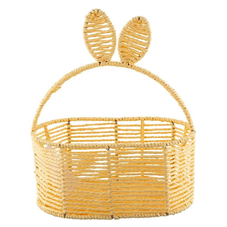 Altom Design, koszyk owalny pleciony z uszami, 20-15-11/31 cm, żółty
