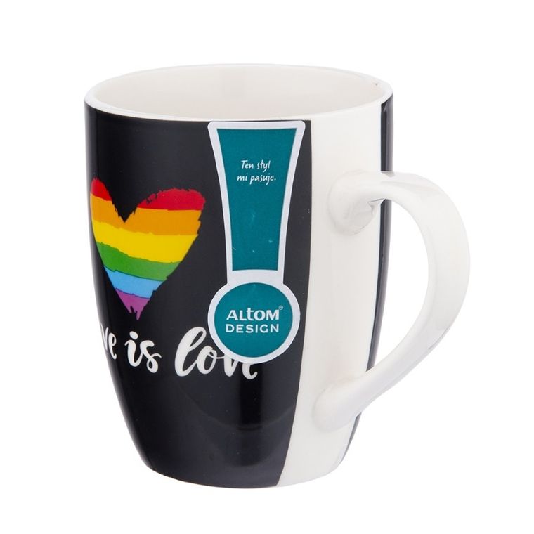 Altom Design, kubek baryłka, 340 ml, nbc, love is love, czarny