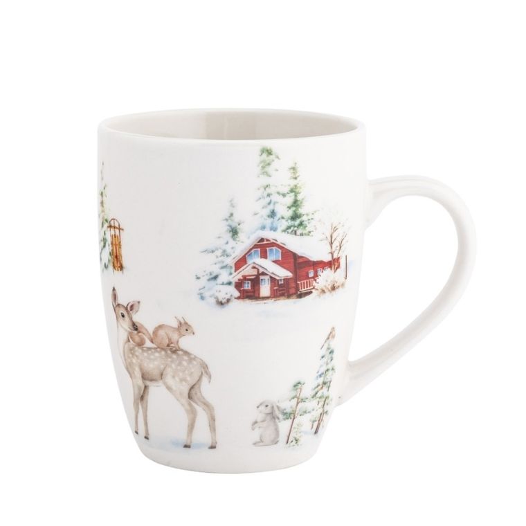 Altom Design, kubek baryłka, 340 ml, zima w lesie