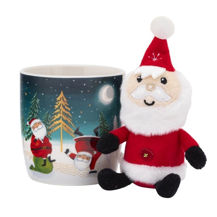 Altom Design, kubek baryłka szeroka, 400 ml z maskotką mikołaj domek