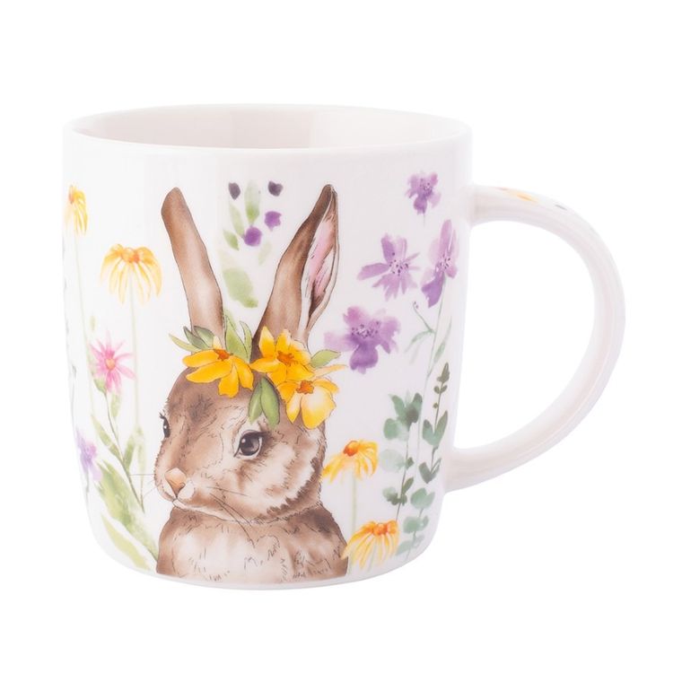 Altom Design, kubek baryłka szeroka, nbc, 400 ml, zajączek w dekoracyjnej opasce