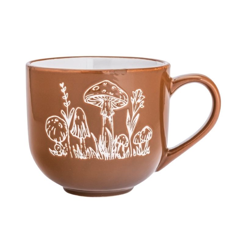 Altom Design, kubek ceramiczny, grzyby, brązowy, 700 ml