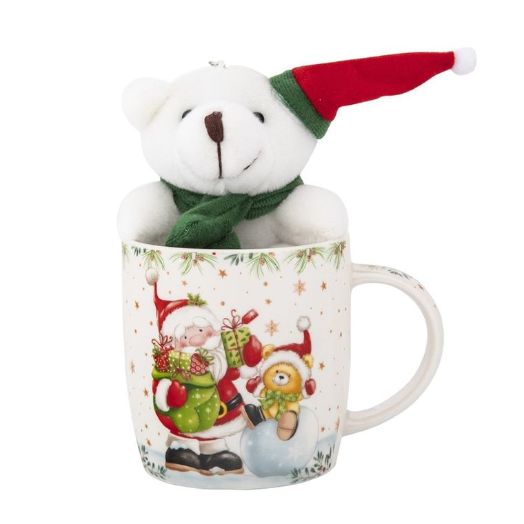 Altom Design, kubek Mikołaj nbc, 400 ml, z maskotką, color box