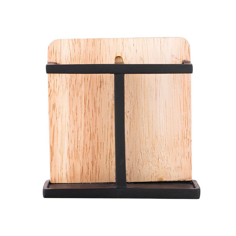 Altom Design, kubek na szczoteczki do zębów z poliresingu i drewna, 10,5-4-10,5 cm