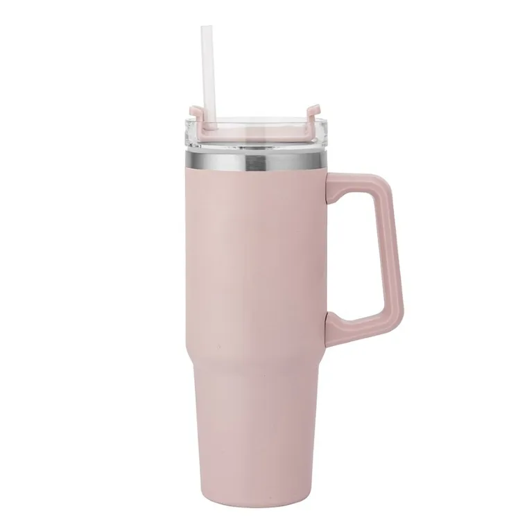 Altom Design, kubek nierdzewny termiczny do samochodu, z uchwytem 880 ml, różowy