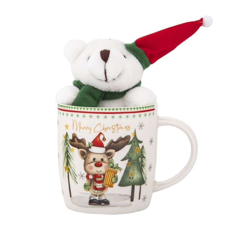 Altom Design, kubek renifer nbc, 400 ml, z maskotką, color box
