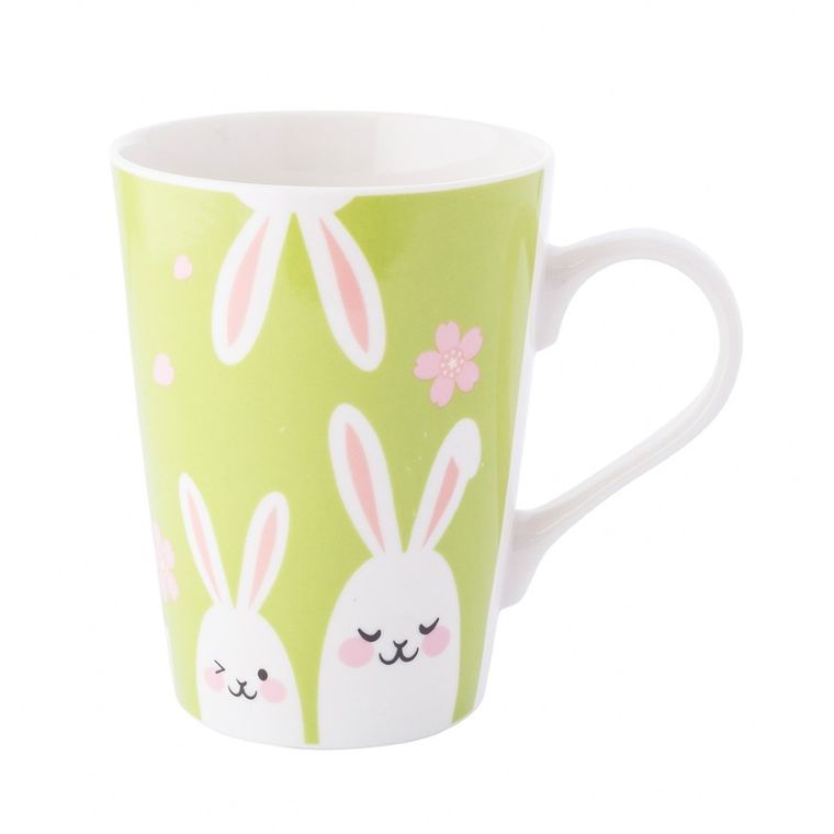 Altom Design, kubek stożek, nbc, 420 ml, białe zajączki