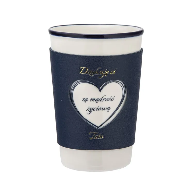 Altom Design, kubek stożek z opaską z ekoskóry, nbc, 420 ml, dziękuję ci tato, color box