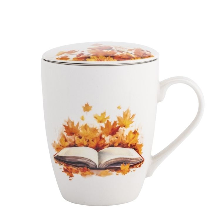 Altom Design, kubek z pokrywką i zaparzaczem, barwy jesieni, 350 ml