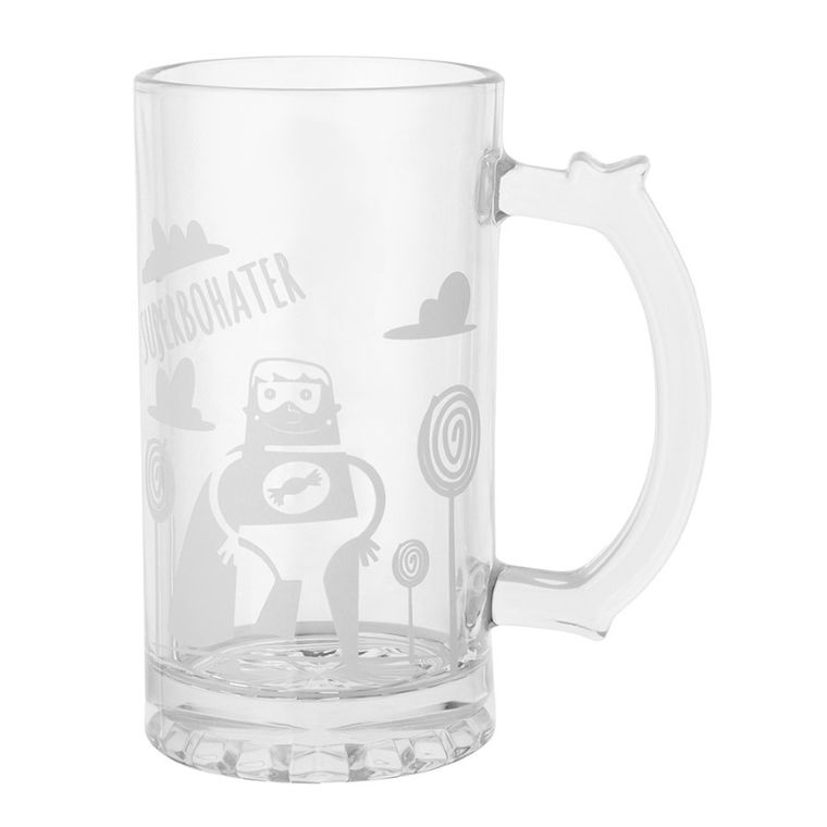 Altom Design, kufel szklany, dekoracja super bohater, 500 ml