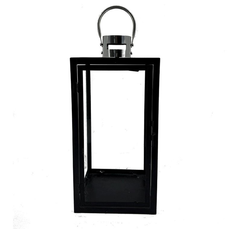 Altom Design, latarenka, metalowa, czarna, 17-17-36 cm
