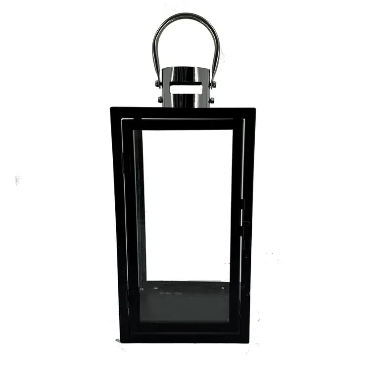 Altom Design, latarenka, metalowa, czarna, 21-21-45,5 cm