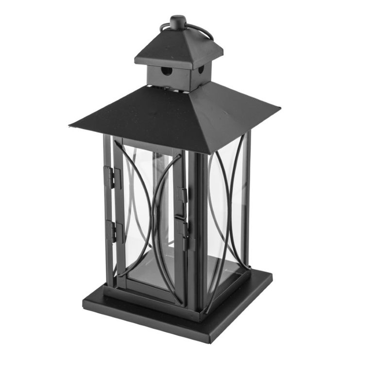 Altom Design, latarenka metalowa, czarna z drzwiczkami, 12,5-12,5-23 cm