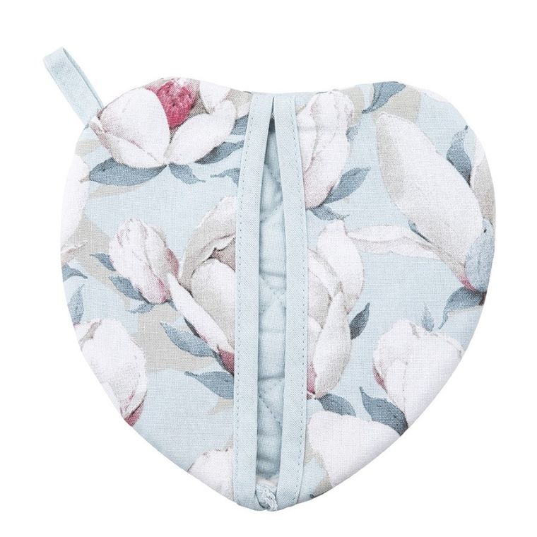Altom Design, magnolia błękitna, łapka kuchenna w kształcie serca, 20-22 cm, 100% bawełna