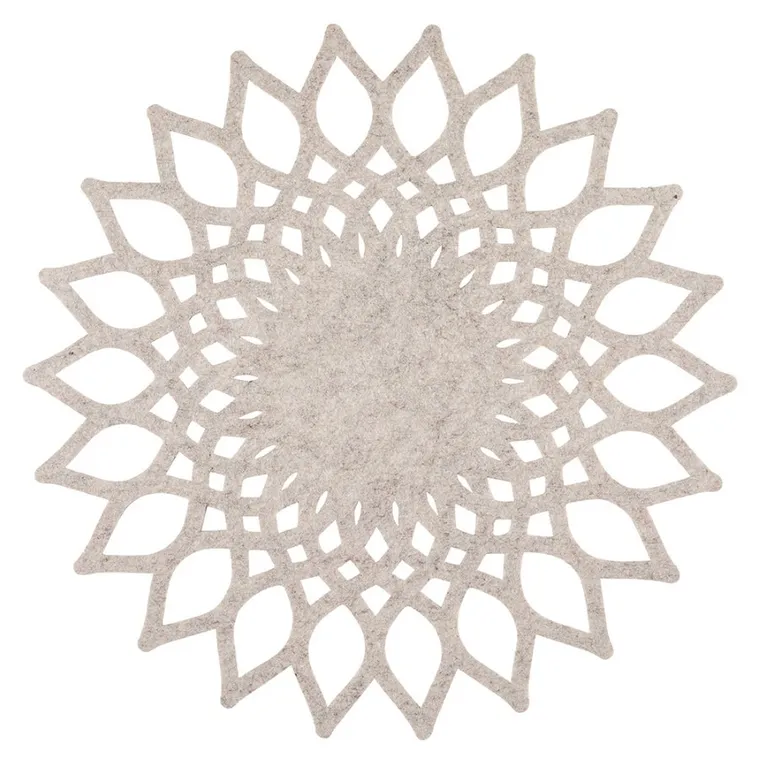 Altom Design, mata filcowa, okragła, beżowy kwiat, 38 cm