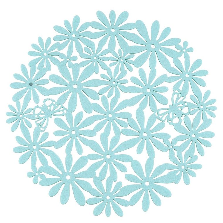 Altom Design, mata filcowa, okrągła, kwiaty, miętowa, 30 cm