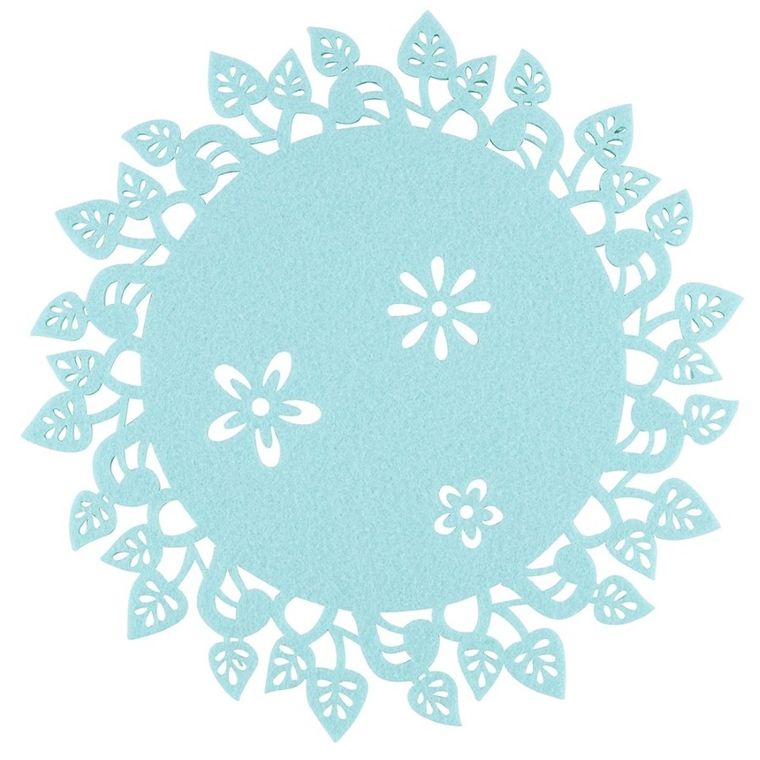 Altom Design, mata filcowa, okrągła, liście, miętowa, 30 cm