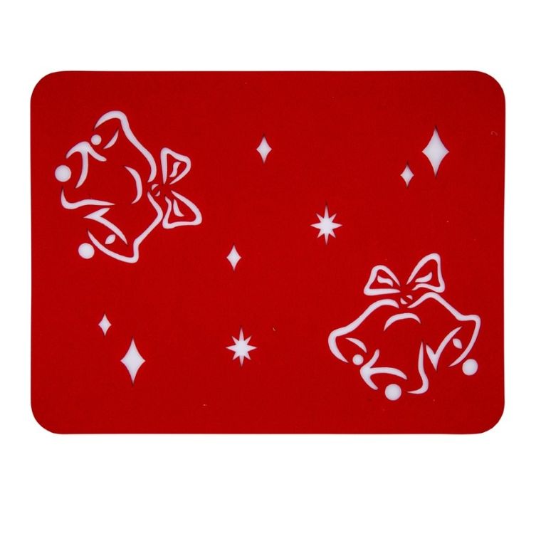 Altom Design, mata filcowa prostokątna, 44-34 cm, dzwoneczki czerwona