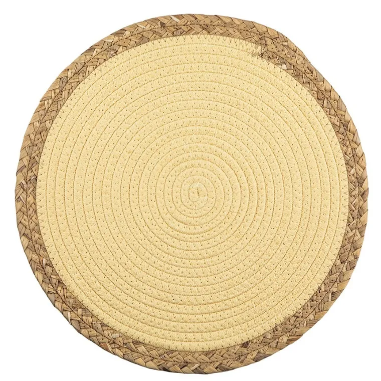 Altom Design, mata okrągła z bawełnianego sznurka, żółta, 38 cm