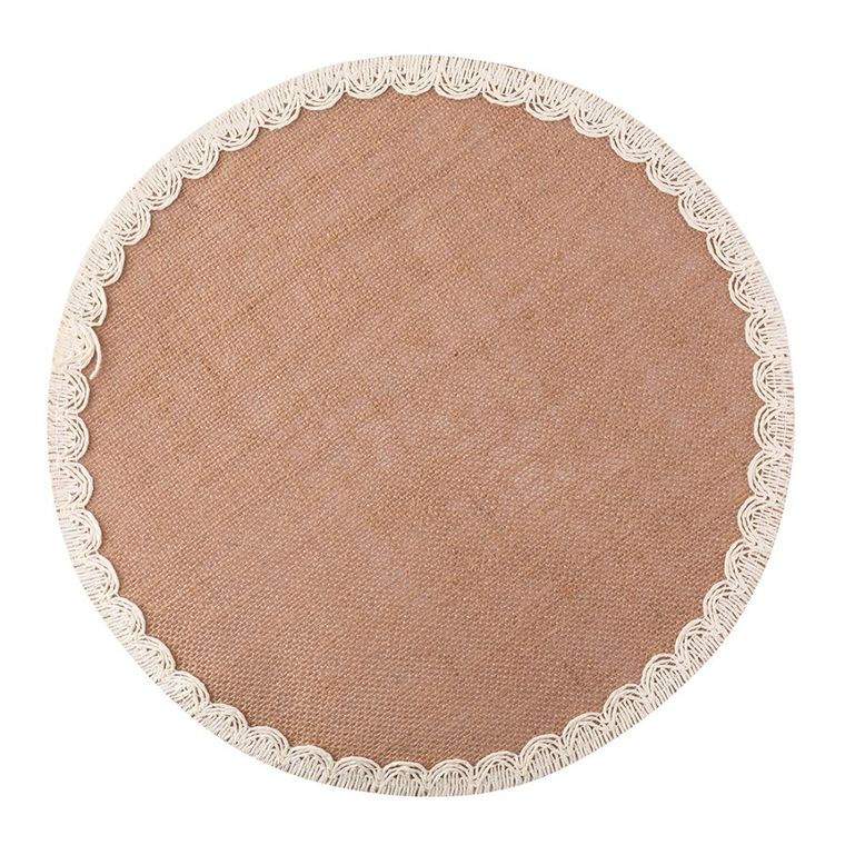 Altom Design, mata stołowa jutowa z białym obszyciem, średnica 38 cm