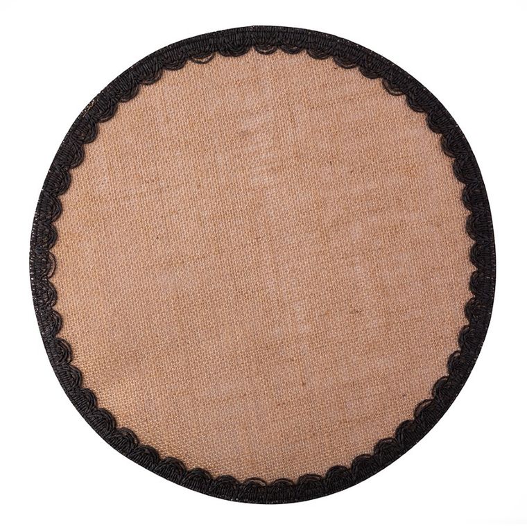 Altom Design, mata stołowa jutowa z czarnym obszyciem, średnica 38 cm