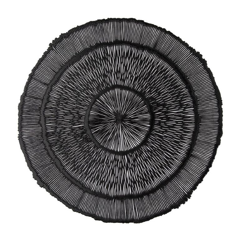 Altom Design, mata stołowa, okrągła pvc, czarna promienie, 38 cm